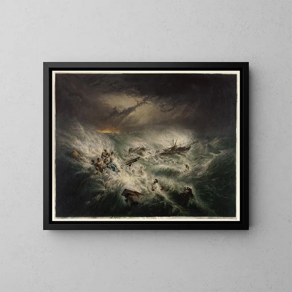 Le naufrage de la Reliance, 12 novembre 1842 - George Baxter — inramlat konstverk på väggen