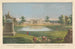 Vue de la maison depuis la statue équestre dans le parc du comte Temple à Stow dans le Buckinghamshire - George Bickham l'Ancien — vy av konstverket