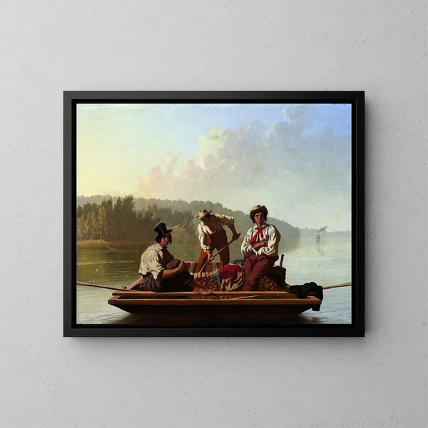 Les bateliers du Missouri - George Caleb Bingham — inramlat konstverk på väggen