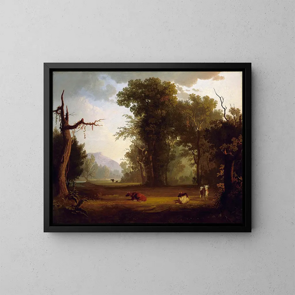 Landskap med boskap - George Caleb Bingham — inramlat konstverk på väggen