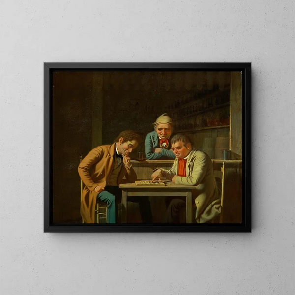 Les Joueurs de dames - George Caleb Bingham — inramlat konstverk på väggen