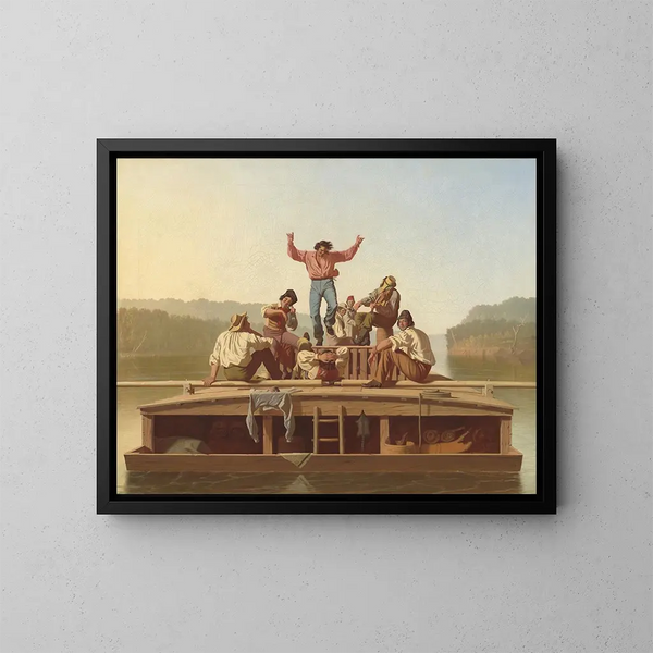 Les joyeux bateliers - George Caleb Bingham — inramlat konstverk på väggen