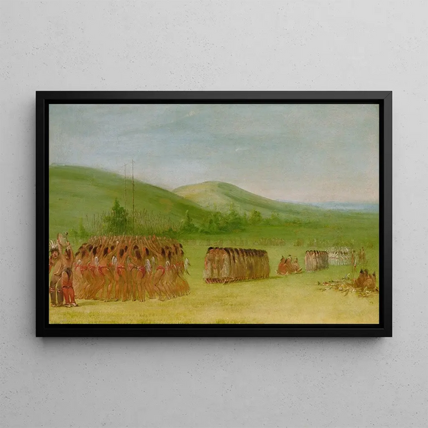 Danse de balle Choctaw - George Catlin — inramlat konstverk på väggen