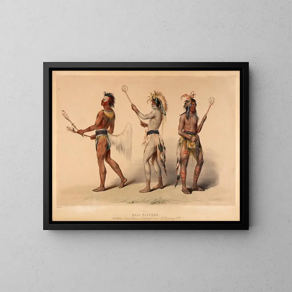 spelare med boll - George Catlin — inramlat konstverk på väggen