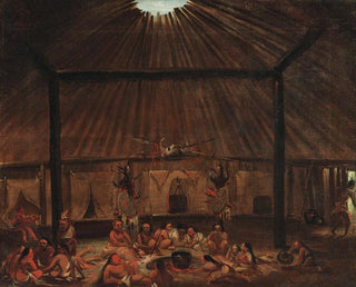 George Catlin - Interior Of A Mandan Lodge.webp