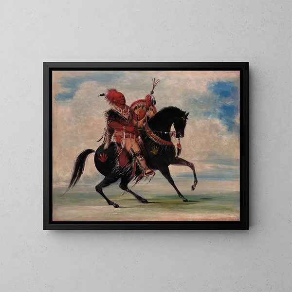 Den vaksamma ledaren för rävflocken till häst - George Catlin — inramlat konstverk på väggen