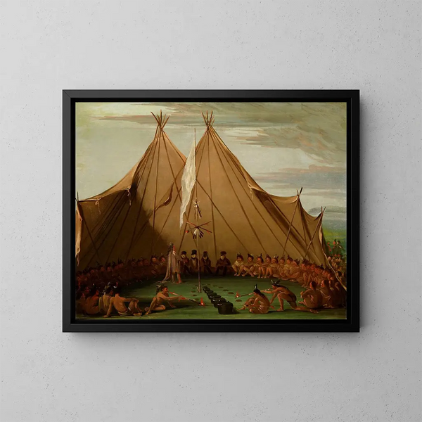 Festin de chien sioux - George Catlin — inramlat konstverk på väggen
