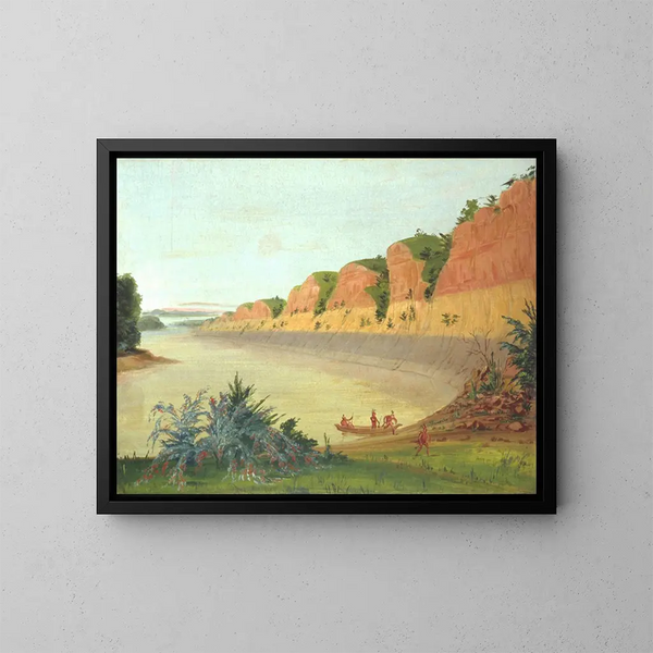 Côté sud de l'île Buffalo montrant des baies de buffle au premier plan - George Catlin — inramlat konstverk på väggen