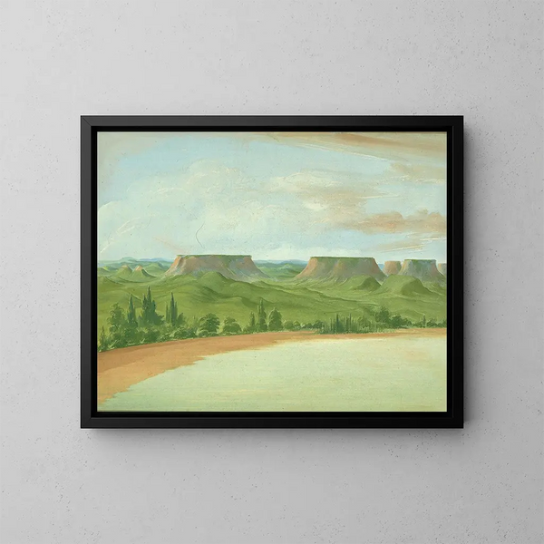 kvadratiska kullar 1200 miles ovanför Saint-Louis - George Catlin — inramlat konstverk på väggen