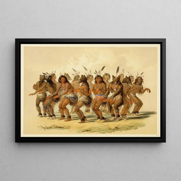 La Danse de l'ours - George Catlin — inramlat konstverk på väggen