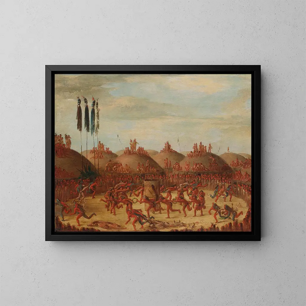 La dernière course, cérémonie Mandan OkeePa - George Catlin — inramlat konstverk på väggen