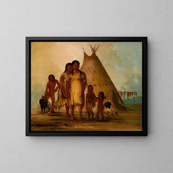två comancheflickor - George Catlin — inramlat konstverk på väggen