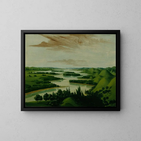 Vue depuis la tombe de Floyd, 1300 miles au-dessus de Saint-Louis - George Catlin — inramlat konstverk på väggen