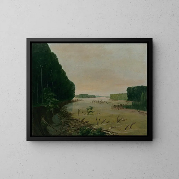 Vue sur les rives alluviales du Missouri à 600 miles en amont de Saint-Louis - George Catlin — inramlat konstverk på väggen