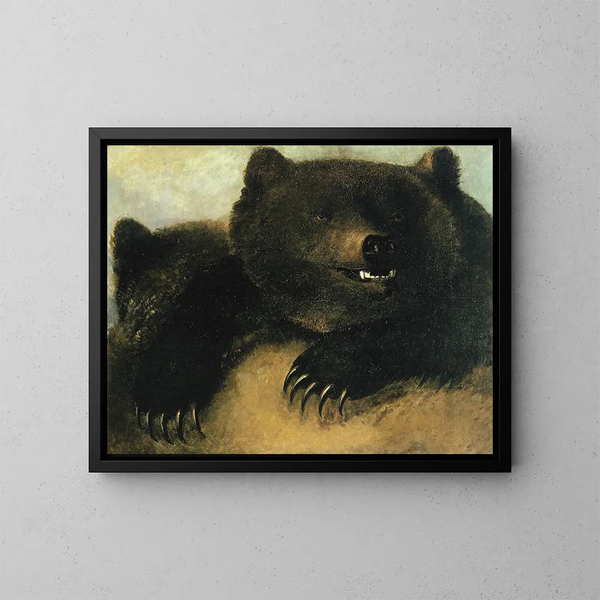 vapen och fysiognomi av grizzlybjörnen - George Catlin — inramlat konstverk på väggen