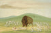 Buffle blessé entouré de loups blancs - George Catlin — vy av konstverket