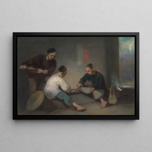 kinesiska spelare - George Chinnery — inramlat konstverk på väggen