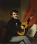 porträtt av en man som spelar gitarr - George Chinnery — vy av konstverket