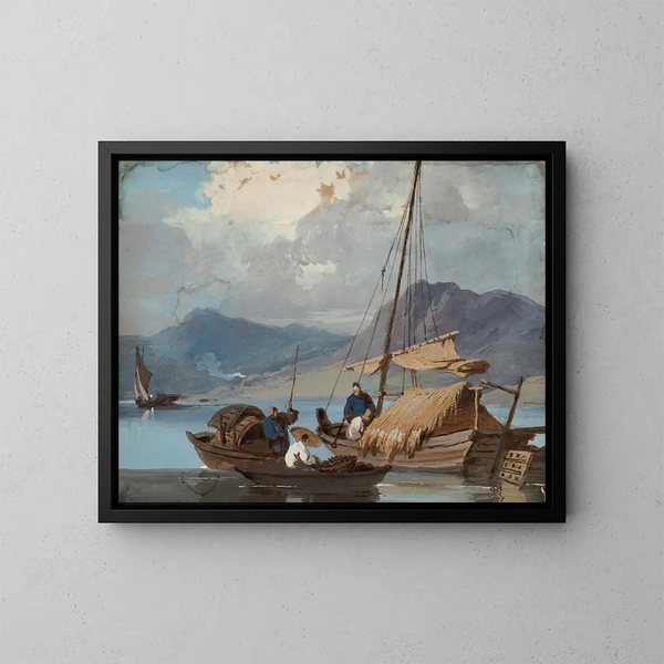 Bateau tanka au large de Macao - George Chinnery — inramlat konstverk på väggen
