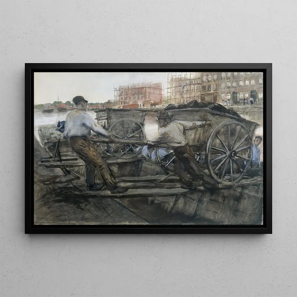 George Hendrik Breitner - Labourers Pulling a Heavily Laden Cart on Jacob van Lennepkade Amsterdam.webp
