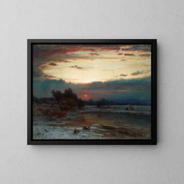 En vinterhimmel - George Inness — inramlat konstverk på väggen