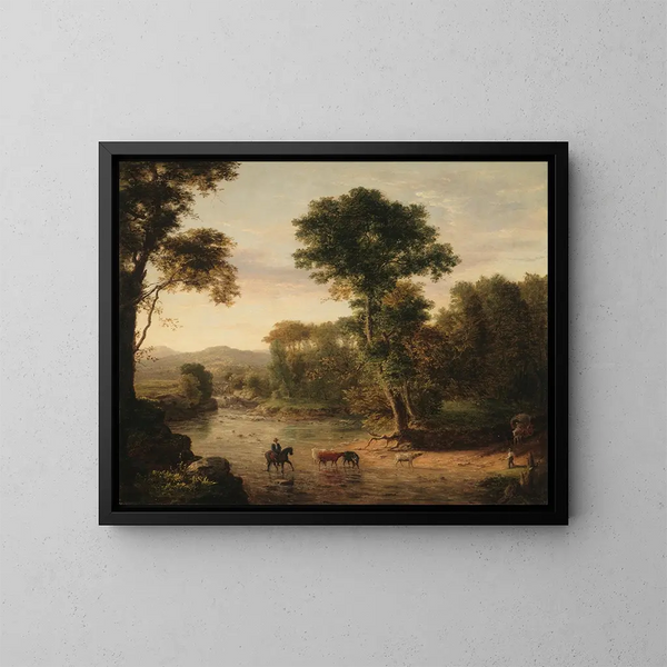 La Traversée du gué - George Inness — inramlat konstverk på väggen