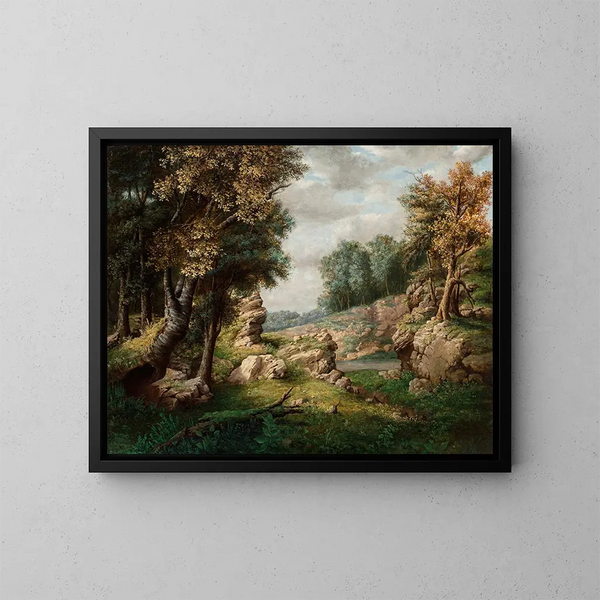Le rocher de Dell près du village - George Inness — inramlat konstverk på väggen