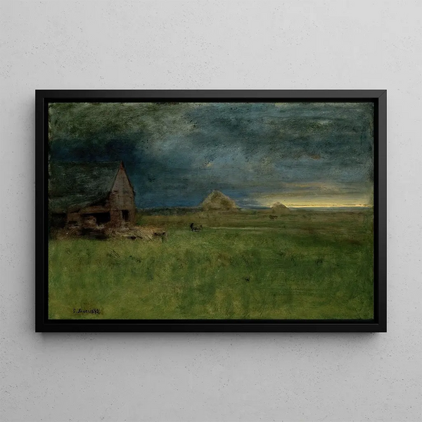 La Ferme solitaire Nantucket - George Inness — inramlat konstverk på väggen