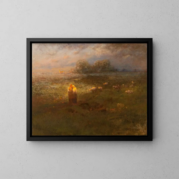 Eftermiddag i guld - George Inness Jr — inramlat konstverk på väggen