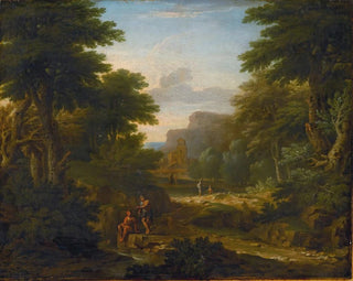 George Lambert - Wooded landscape with figures resting by a stream.webp