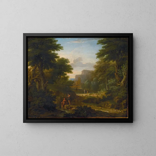 George Lambert - Wooded landscape with figures resting by a stream.webp