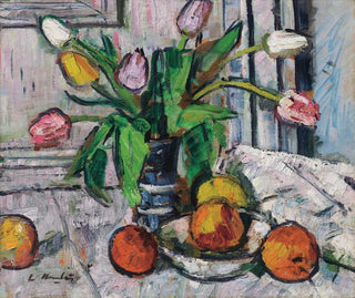 George Leslie Hunter - Tulips in a blue vase.webp