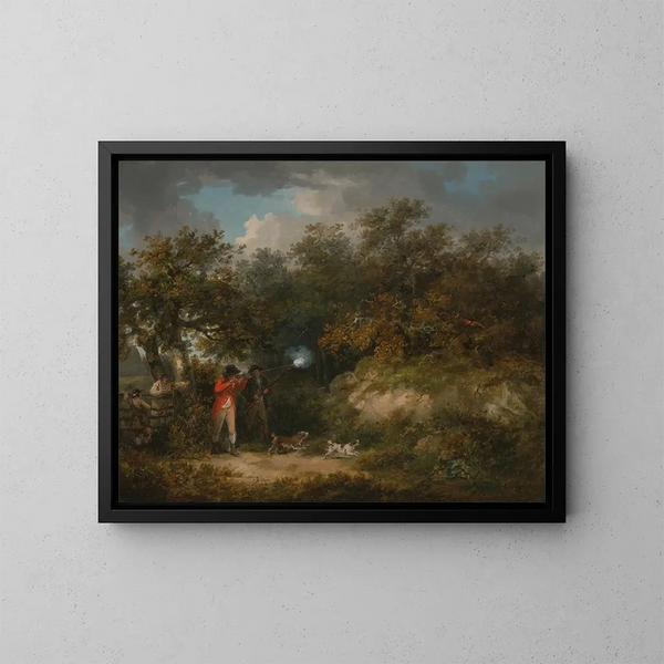 Tir au faisan - George Morland — inramlat konstverk på väggen