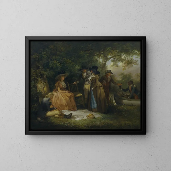 Le repas des pêcheurs - George Morland — inramlat konstverk på väggen