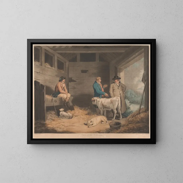 Le Marché difficile - George Morland — inramlat konstverk på väggen