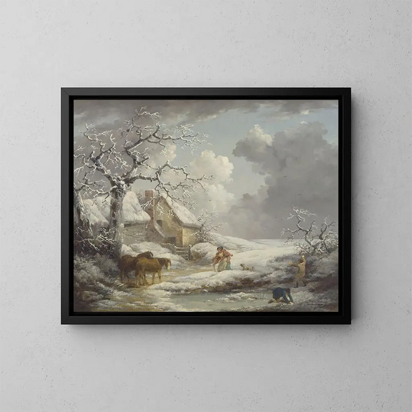 Landskapsbild vinter - George Morland — inramlat konstverk på väggen