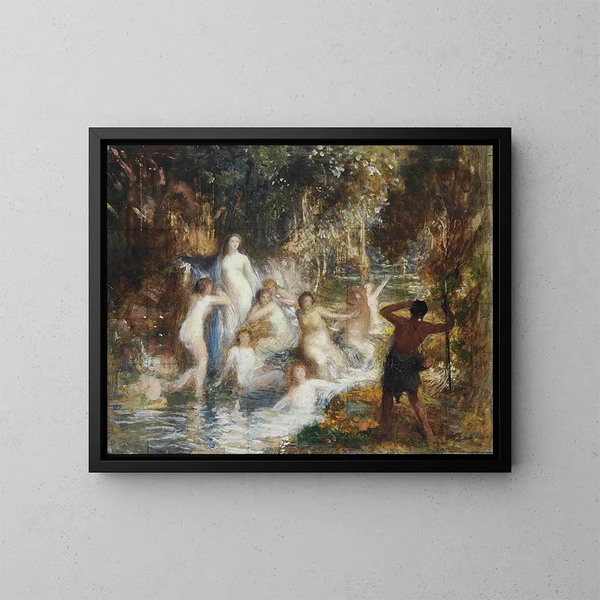 allegoriska figurer i en bäck - George Spencer Watson — inramlat konstverk på väggen