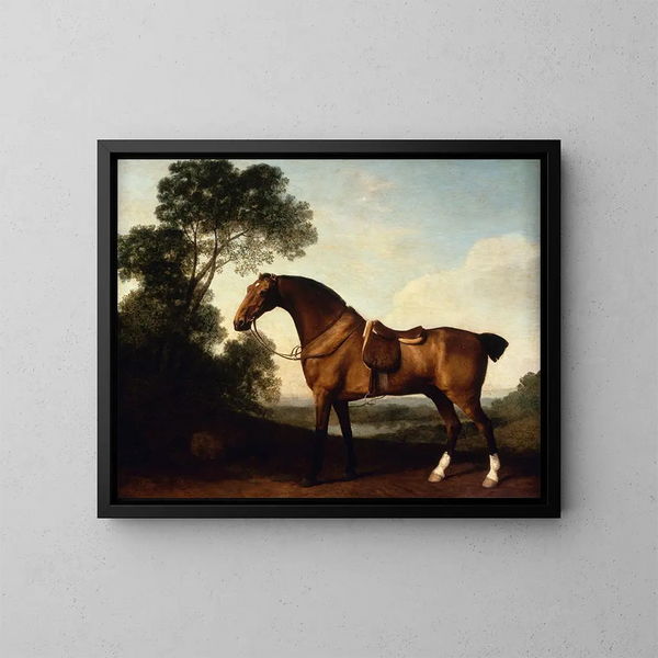 en kastanjebrun jakthäst - George Stubbs — inramlat konstverk på väggen