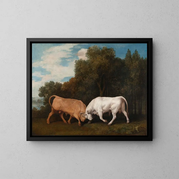 Combat de taureaux - George Stubbs — inramlat konstverk på väggen