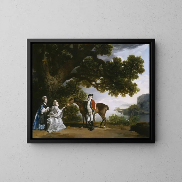Kapten Samuel Sharpe Pocklington med sin fru Pleasance och kanske sin syster Frances - George Stubbs — inramlat konstverk på väggen