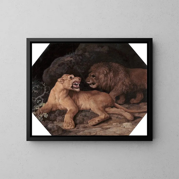 Lejon och lejoninna - George Stubbs — inramlat konstverk på väggen