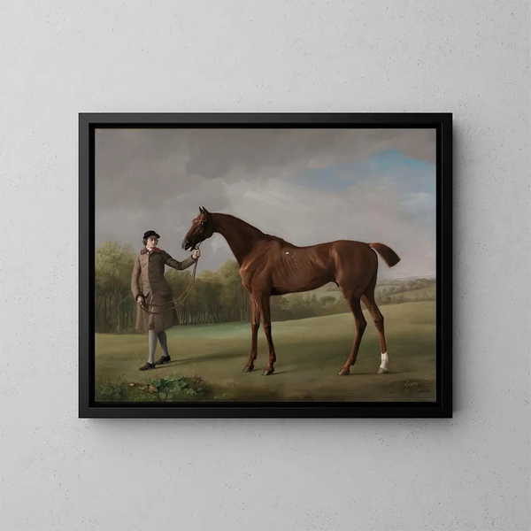 Lustre tenu par un valet - George Stubbs — inramlat konstverk på väggen