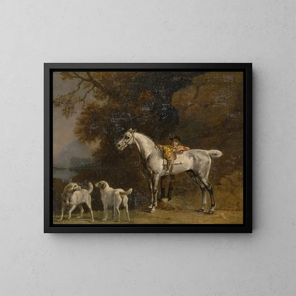 Studier för eller efter den tredje hertigen av Richmond med jakten av Charleton - George Stubbs — inramlat konstverk på väggen