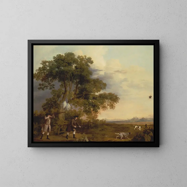 Två adelsmän som drar - George Stubbs — inramlat konstverk på väggen