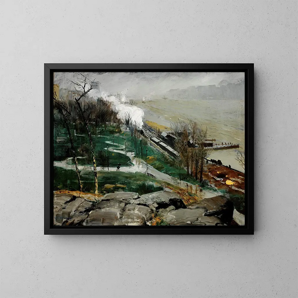 Regn över floden - George Wesley Bellows — inramlat konstverk på väggen