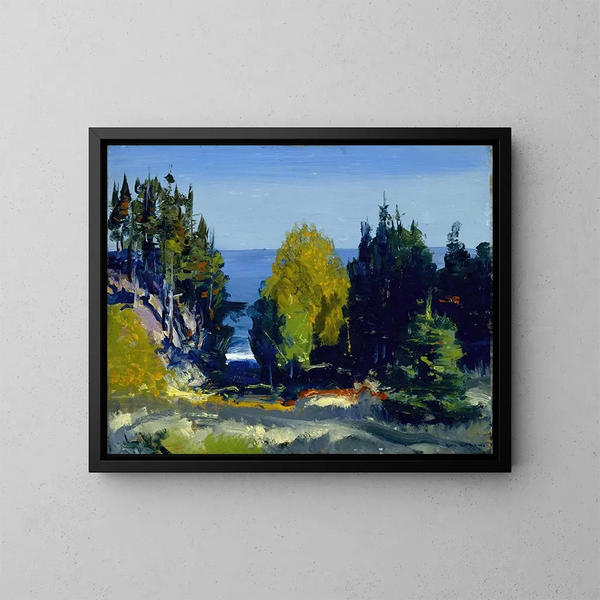 Le bosquet de Monhegan - George Wesley Bellows — inramlat konstverk på väggen
