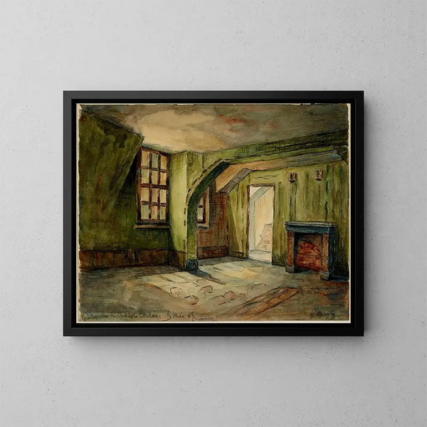 La chambre où coucha Charlotte Corday la veille de l'assassinat de Marat - Georges-Henri Manesse — inramlat konstverk på väggen