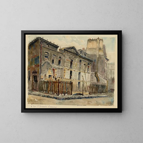den första dagen av rivningen av butiken Sel, 6 rue Saint-Germain de l'Auxerrois - Georges-Henri Manesse — inramlat konstverk på väggen