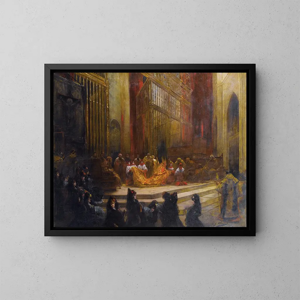 Elegant i en spansk kyrka - Georges Jules Victor Clairin — inramlat konstverk på väggen