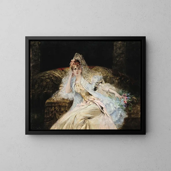 Dame à la mantille - Georges Jules Victor Clairin — inramlat konstverk på väggen